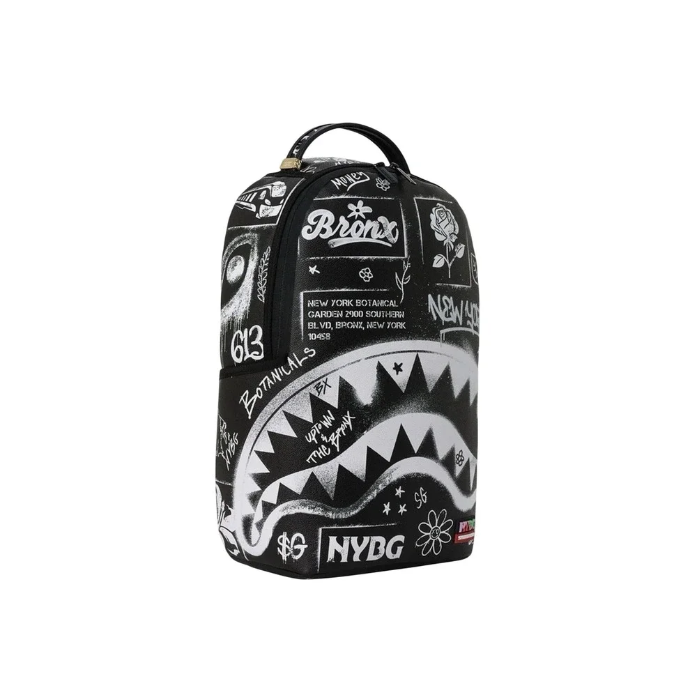Sprayground x NYBG Bronx New York Botanical Garden Shark Backpack Black White